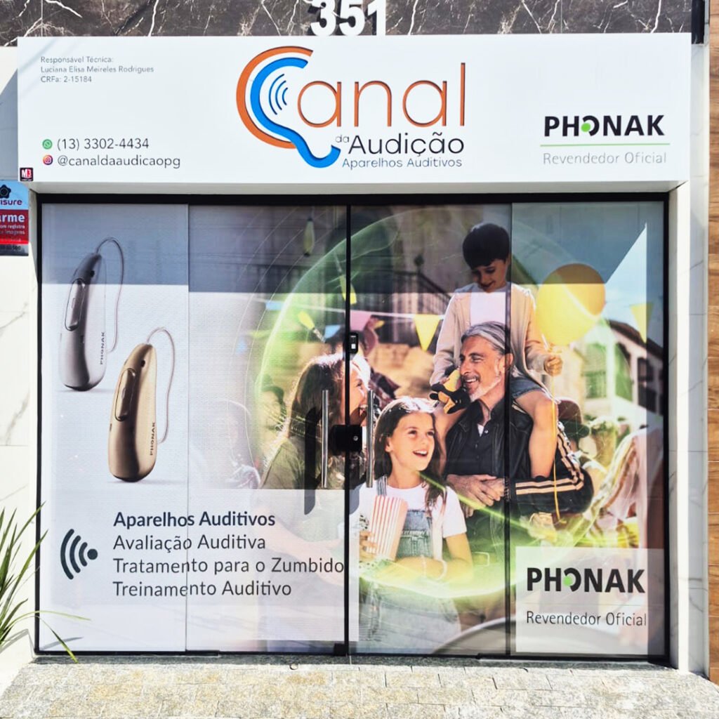 Fachada da Canal da Audição em Praia Grande, no Boqueirão